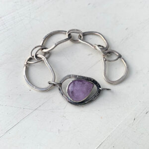 zilveren schakelarmband met amethist