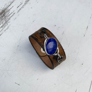 Leren armband met lapis lazuli