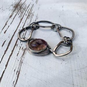 zilveren schakelarmband met ametrien